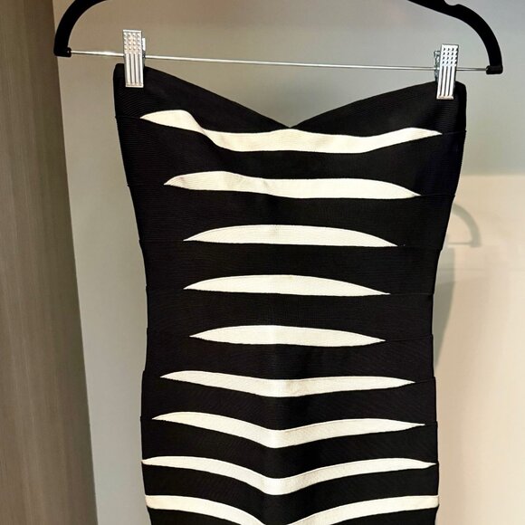 Herve Leger Black and White Bandage Dress, Size 4 - Picture 1 of 3